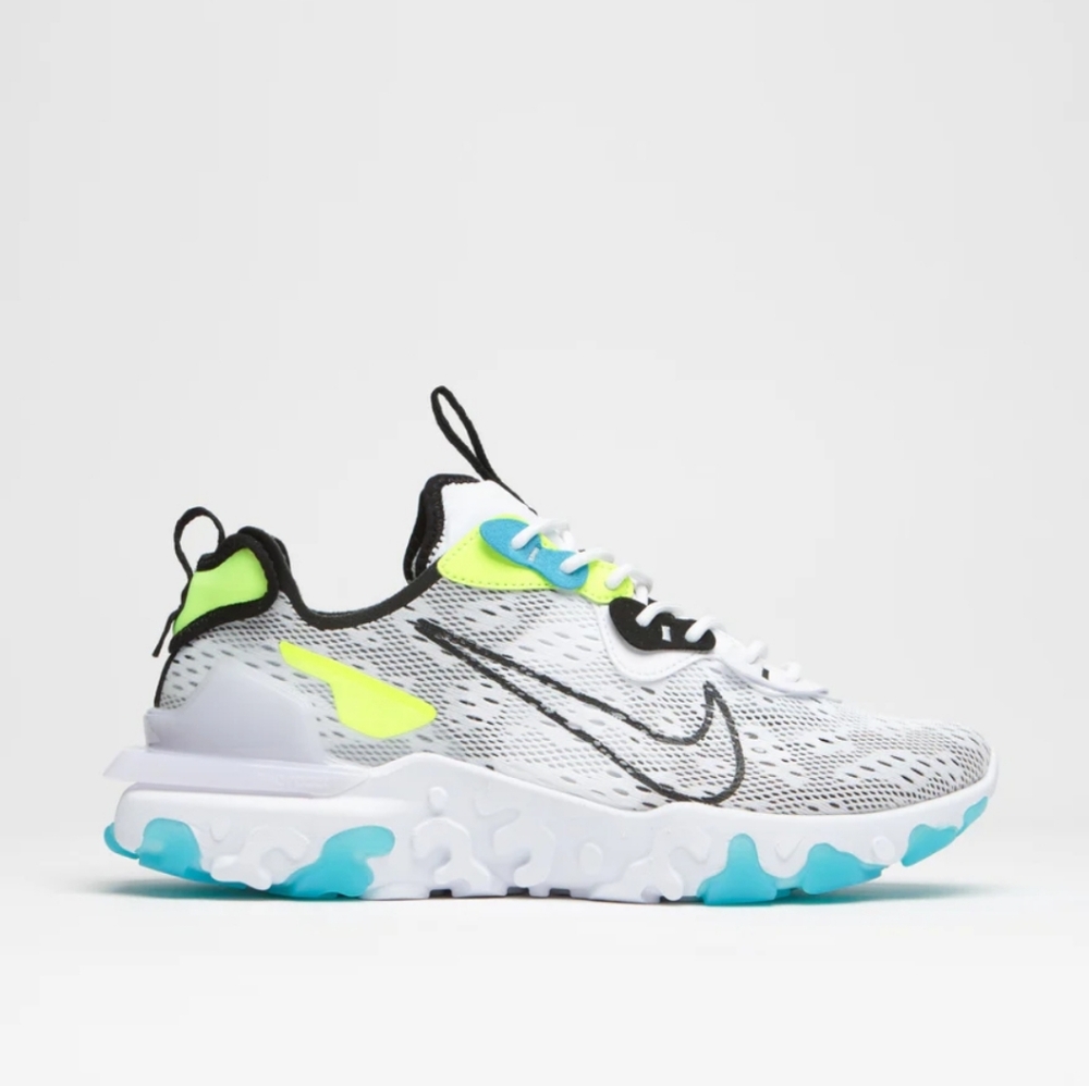 Nike React Vision Shoes - White and Black with Volt Accents